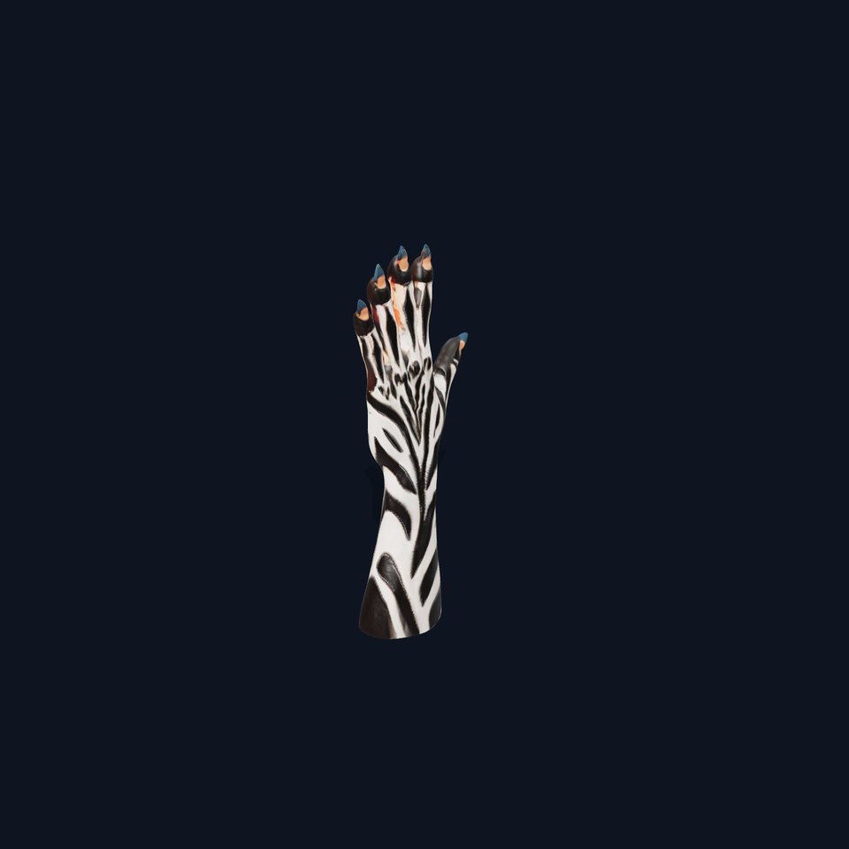 Zebra Patterned Hand Model Pack with Stylized Claws